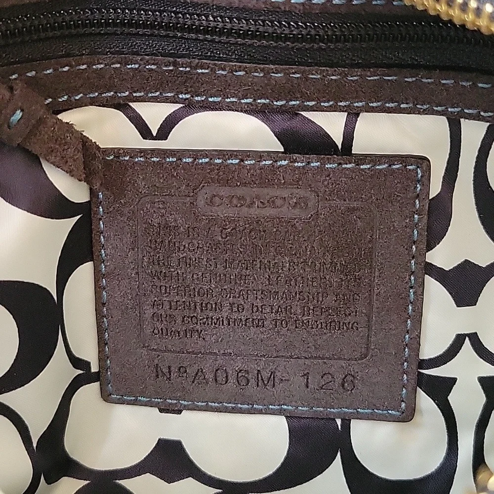 Coach Hampton Mini Nylon Shopper Tote Leather Dark Brown Leather Trim - Picture 9 of 16